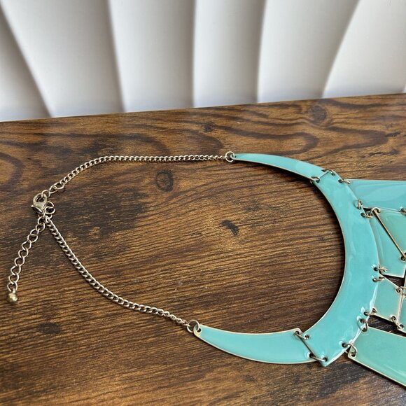 Amrita Singh Turquoise Enamel Broome Street Statement Bib Necklace NKC5026 - Picture 6 of 10